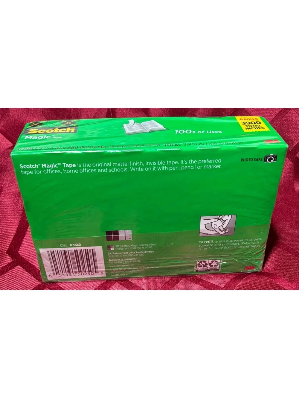 Scotch Magic Tape 6 Rolls, 3/4 in x 650 in (18 yd) Invisible Matte Finish Tape